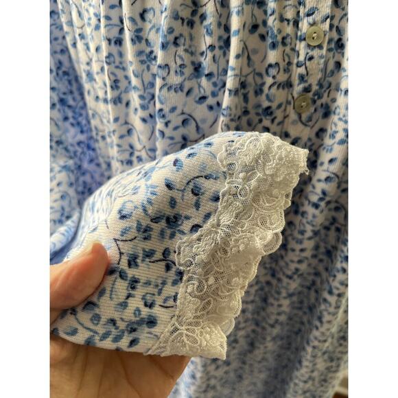 Eileen West Ladies Small Blue Floral Polyester Blend Long Sleeves Cottage - Picture 7 of 12